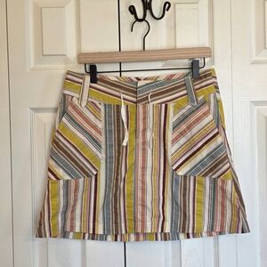 Patagonia Netty Mini Active Skirt A-line Retro Strip Multi Color Pockets Sz 6